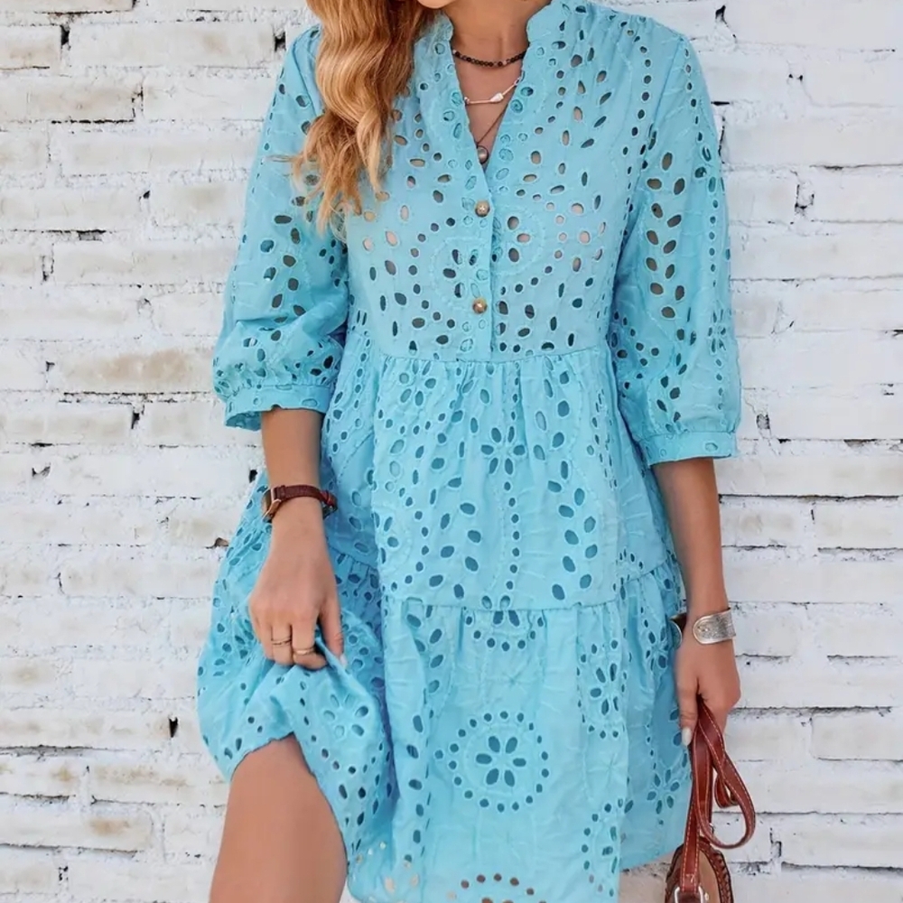 Blue Eyelet Dress